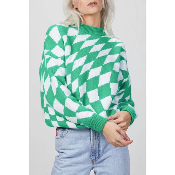 NEW LISA SAYS GAH emma sweater in green/white - Picture 4 of 5